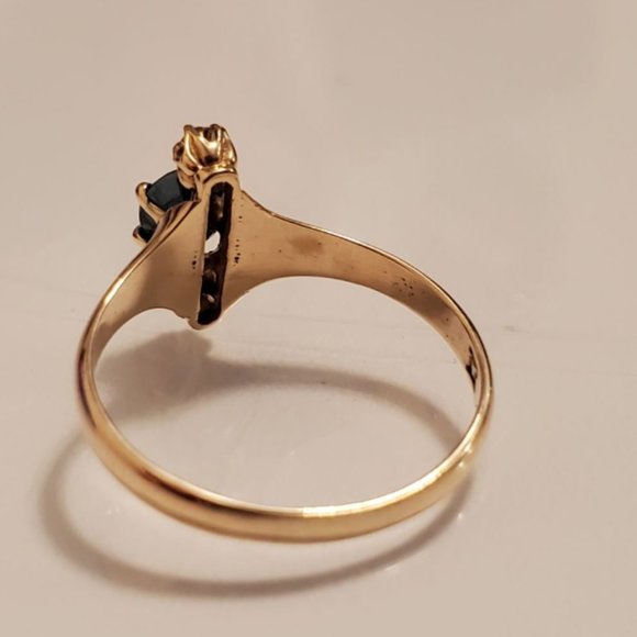 Antique 14K Sapphire and Diamond Ring - Picture 9 of 14